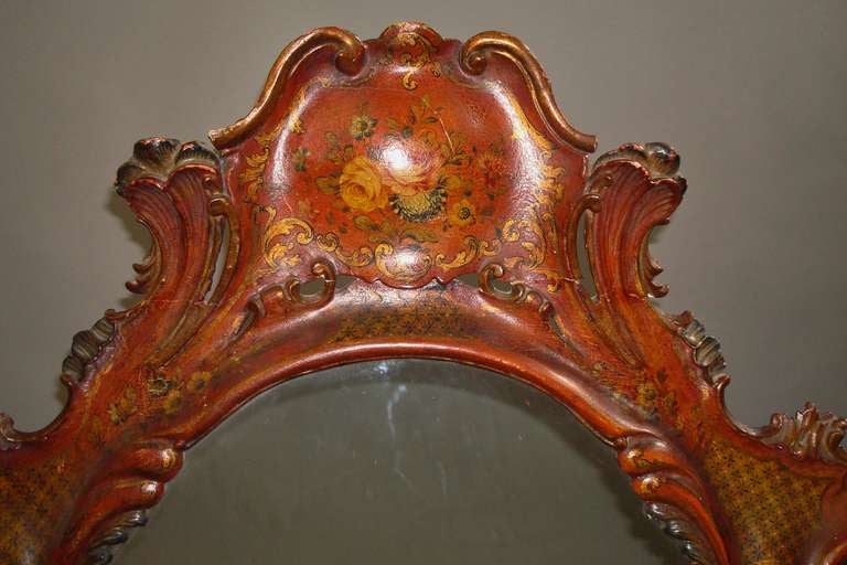19th Century Venetian Decorated Wall Mirror For Sale 1
