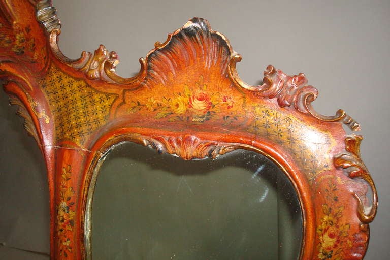 19th Century Venetian Decorated Wall Mirror For Sale 3