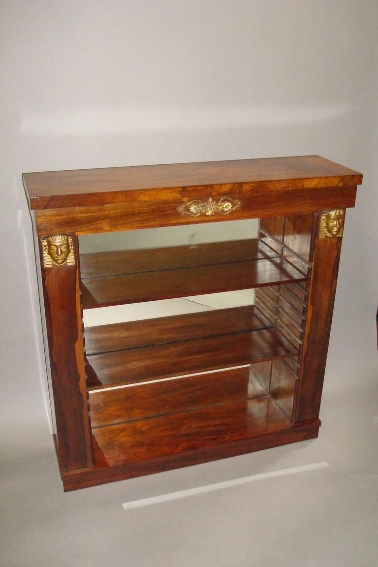 English Good Pair of Regency Rosewood Open Bookcases/Side Cabinets