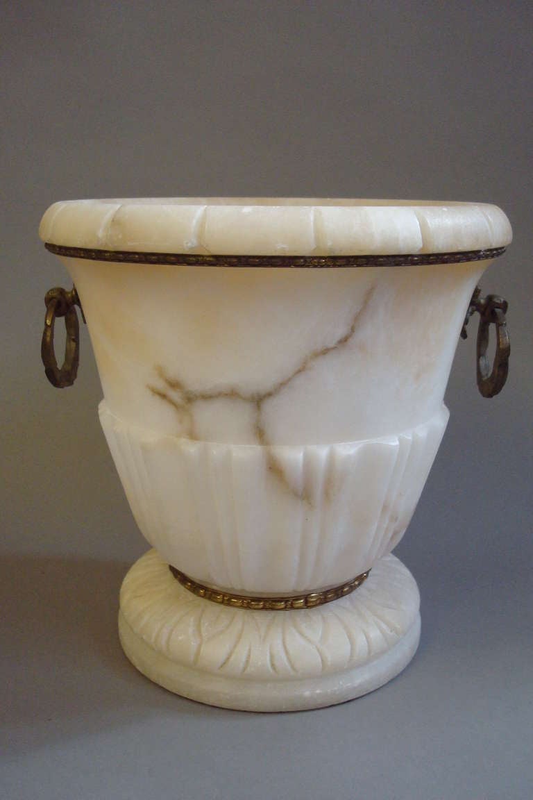 French 19th Century Alabaster and Ormolu Mounted Wine Cooler