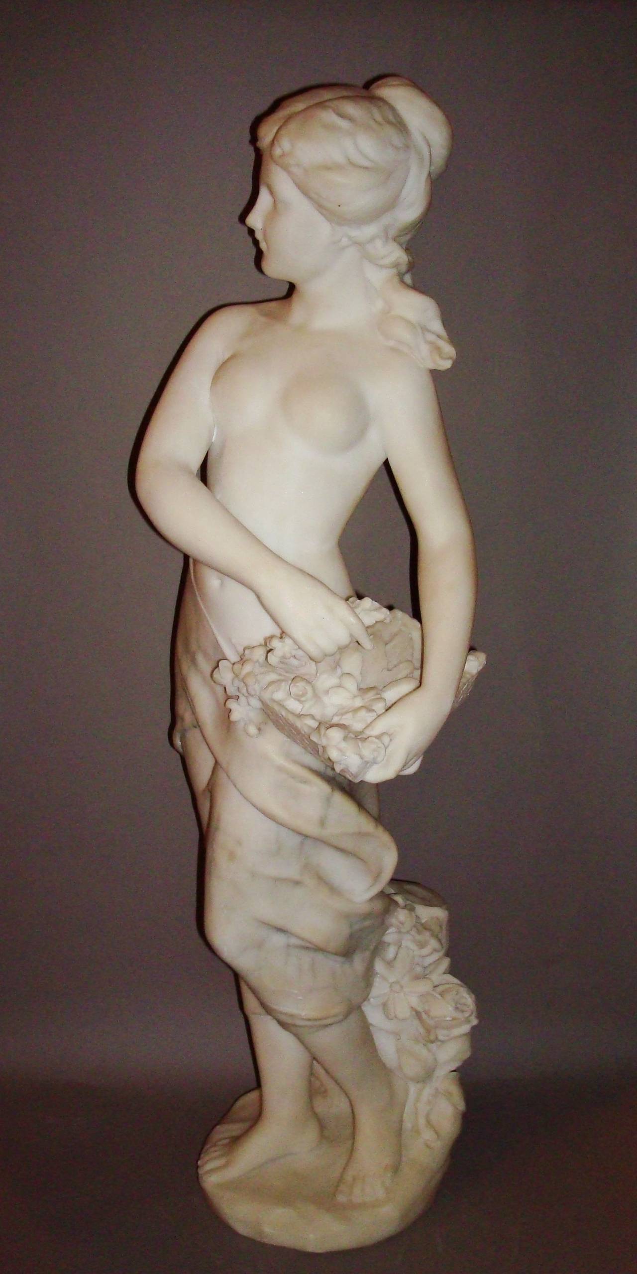 French An Early C20th Marble Sculpture of a Young Woman