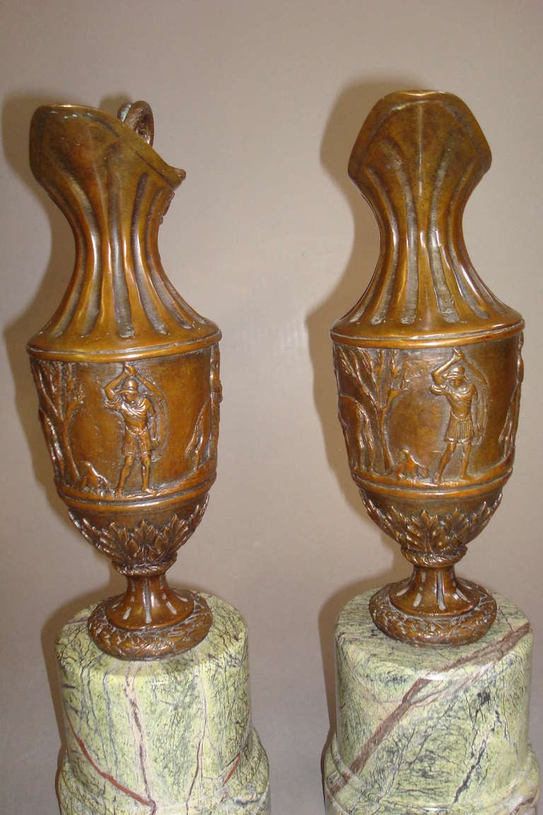 C19th French Pair of Bronze Ewers For Sale 5