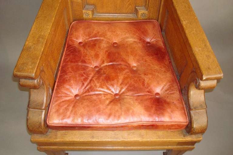 Mid C19th Imposing Oak Throne Armchair For Sale 4