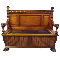 Late 19th Century Walnut Hall Seat 6