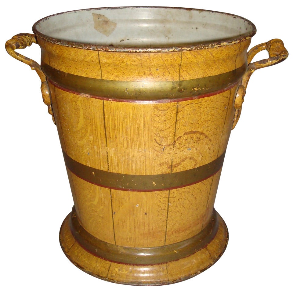 Mid 19th Century Unusual Japanned Tole Bucket/Jardiniere/Wine Cooler