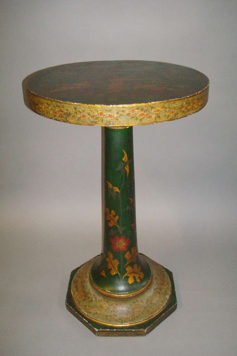 Mid-19th Century French Green Lacquered Occasional Table 5