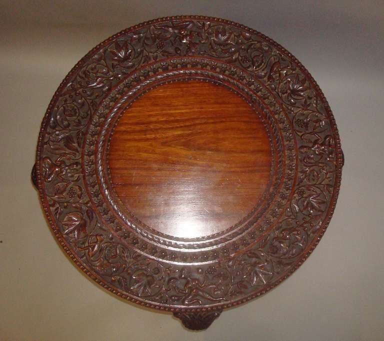 Good C19th Indian Carved Teak 'Elephant' Low Centre Table In Good Condition In Moreton-in-Marsh, Gloucestershire