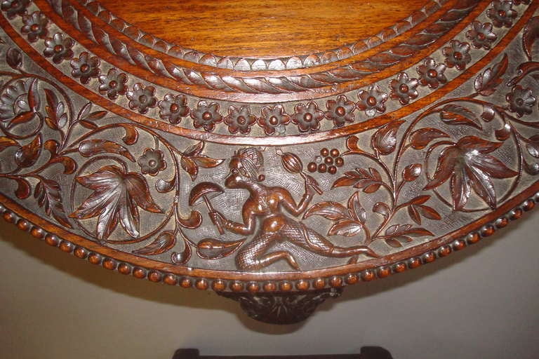 Good C19th Indian Carved Teak 'Elephant' Low Centre Table 1