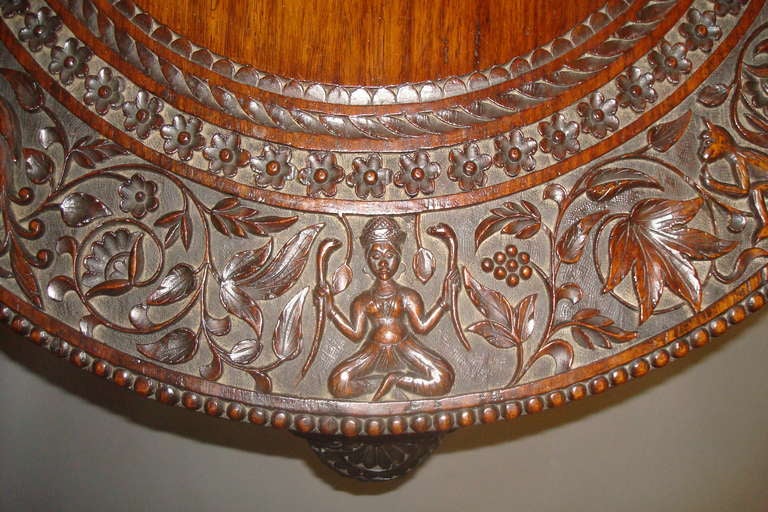 Good C19th Indian Carved Teak 'Elephant' Low Centre Table 2