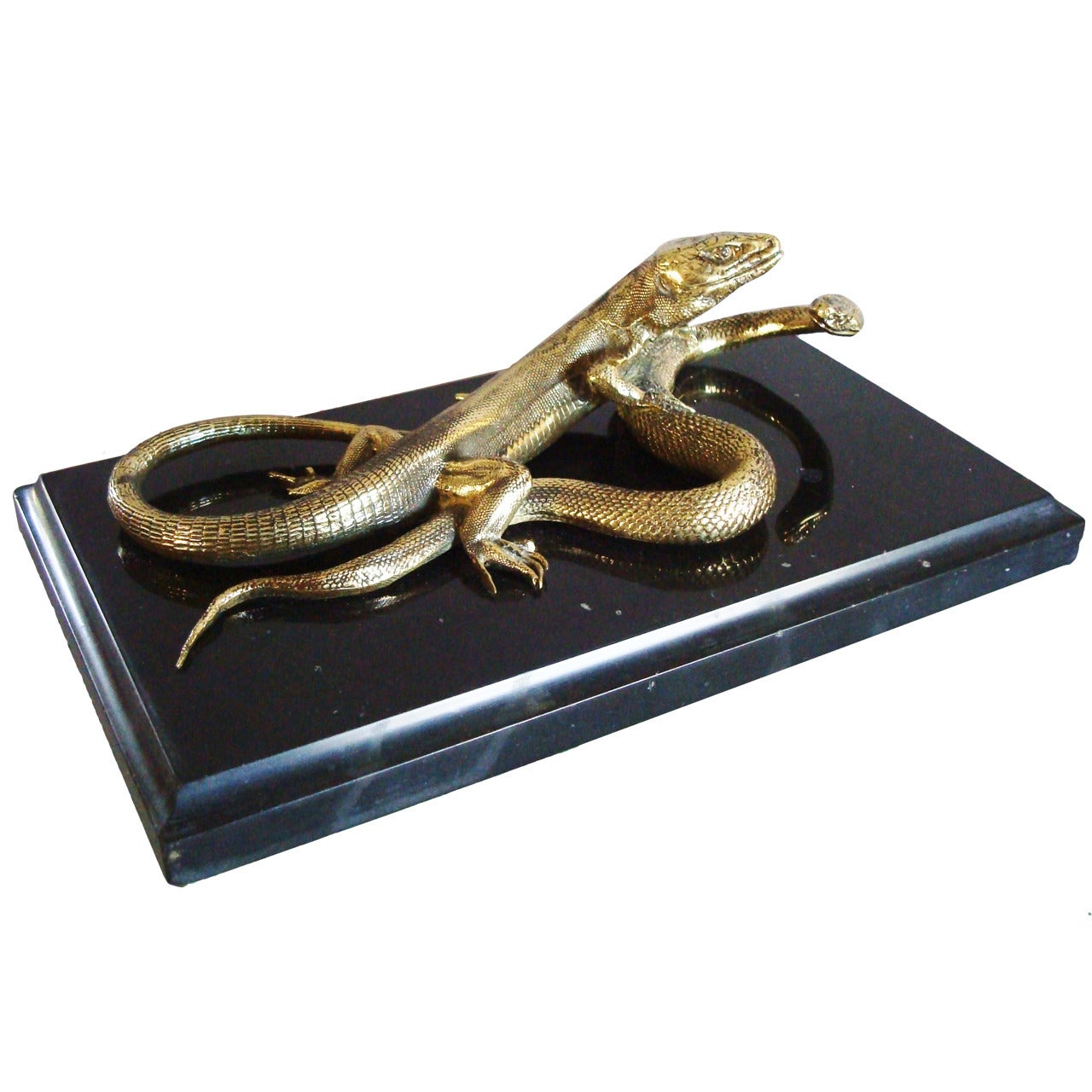 19th Century Gilt Bronze Snake and Lizard