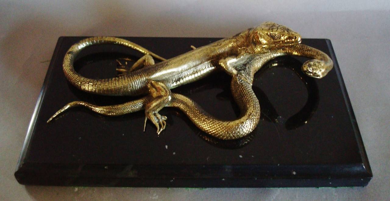 English 19th Century Gilt Bronze Snake and Lizard