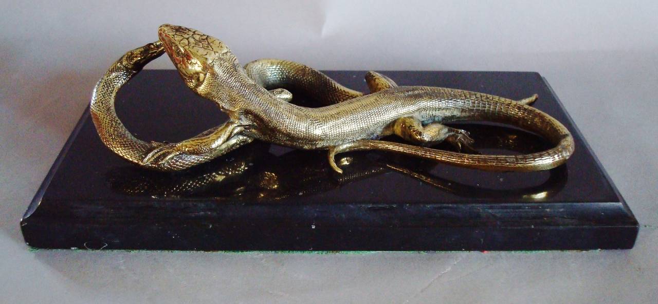 19th Century Gilt Bronze Snake and Lizard In Good Condition In Moreton-in-Marsh, Gloucestershire