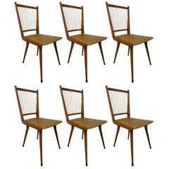 Set of Six Italian Dining Chairs, circa 1950s