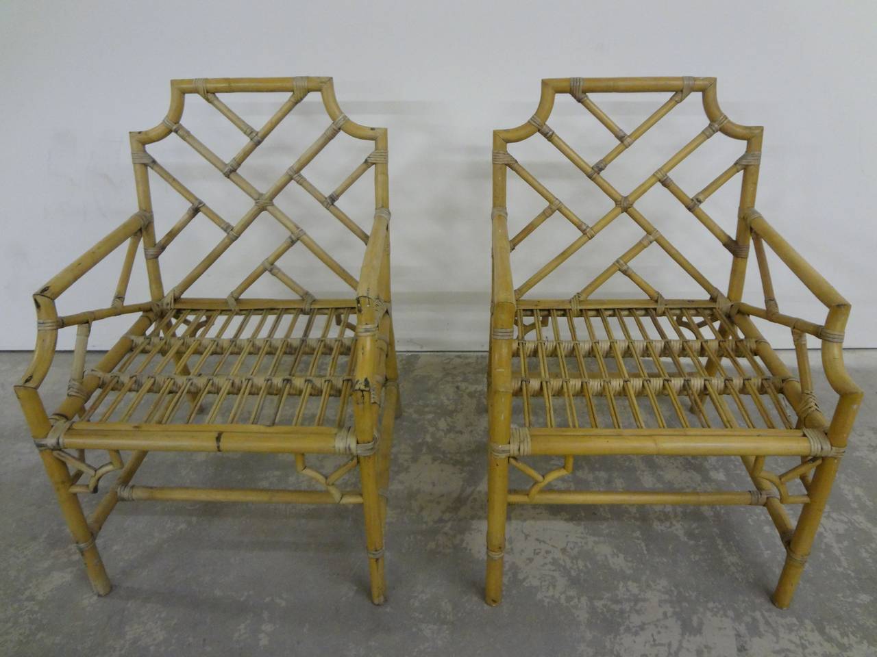 Pair of Bamboo Chippendale Armchairs For Sale 1
