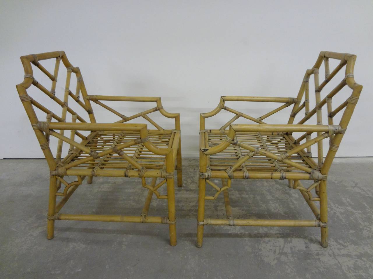 Pair of Bamboo Chippendale Armchairs