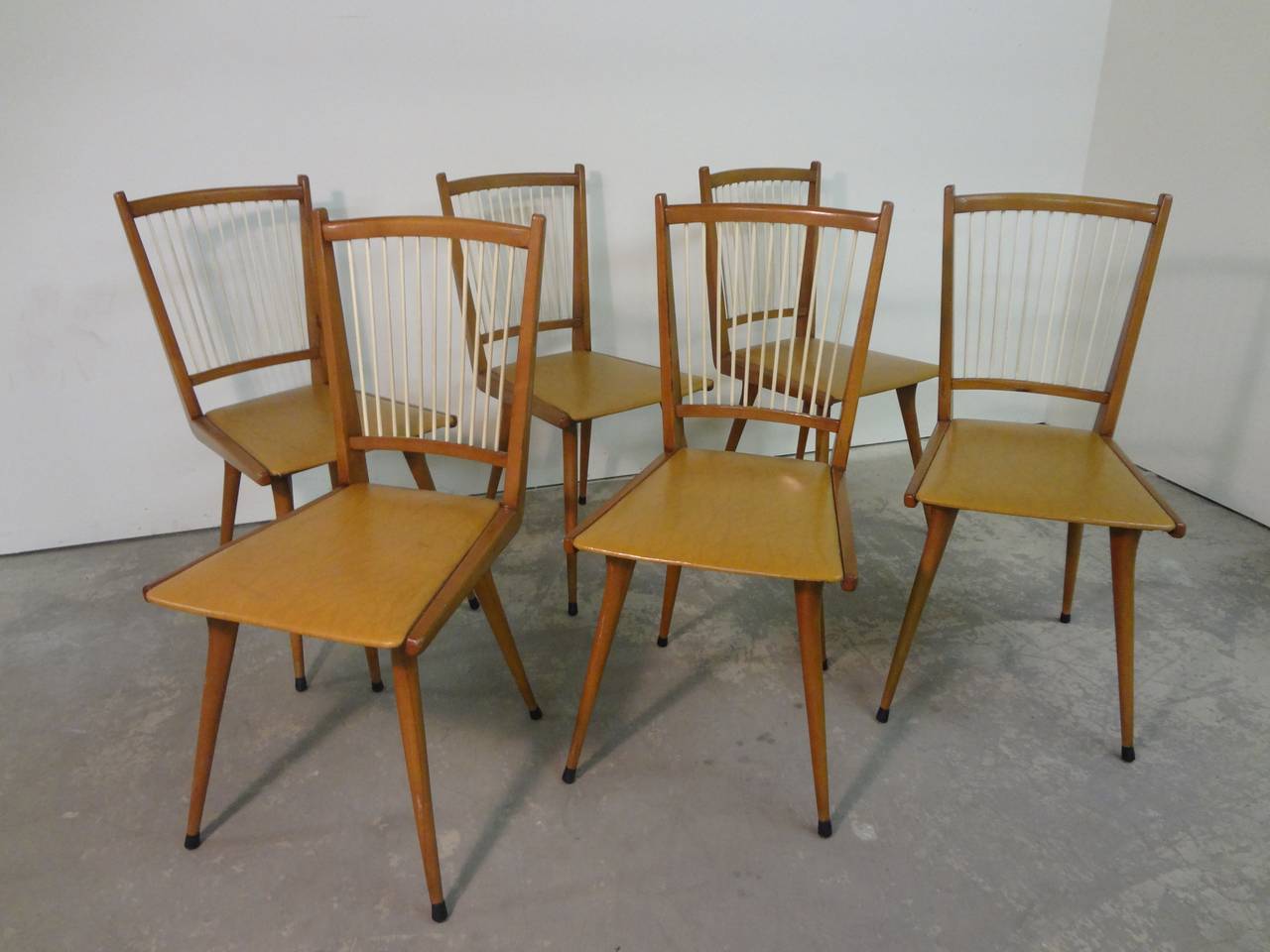 Set of Six Italian Dining Chairs, circa 1950s In Good Condition In San Diego, CA