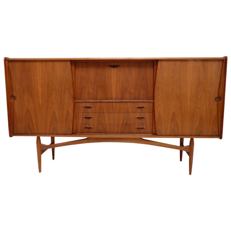 Stunning Danish Credenza Bar in Walnut at 1stDibs