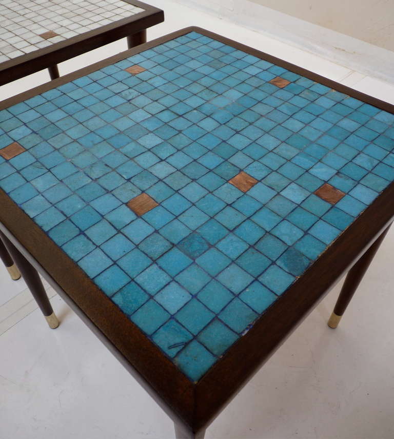 Glass Mosaic Tile Top Tables in Walnut 5
