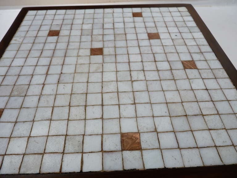 Glass Mosaic Tile Top Tables in Walnut 3