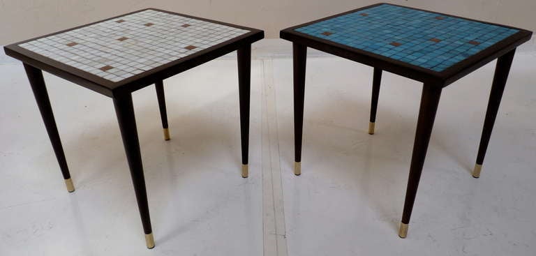 American Glass Mosaic Tile Top Tables in Walnut