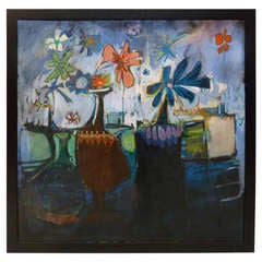 Large Mid-Century Modern Still Life on Canvas by Ralph Costantino