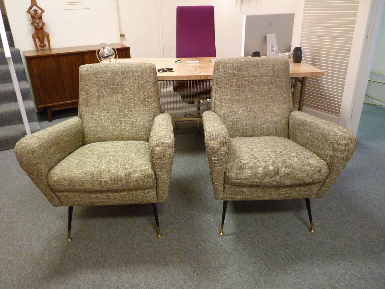 Mid-20th Century Pair of Large-Scale Modern Italian Chairs