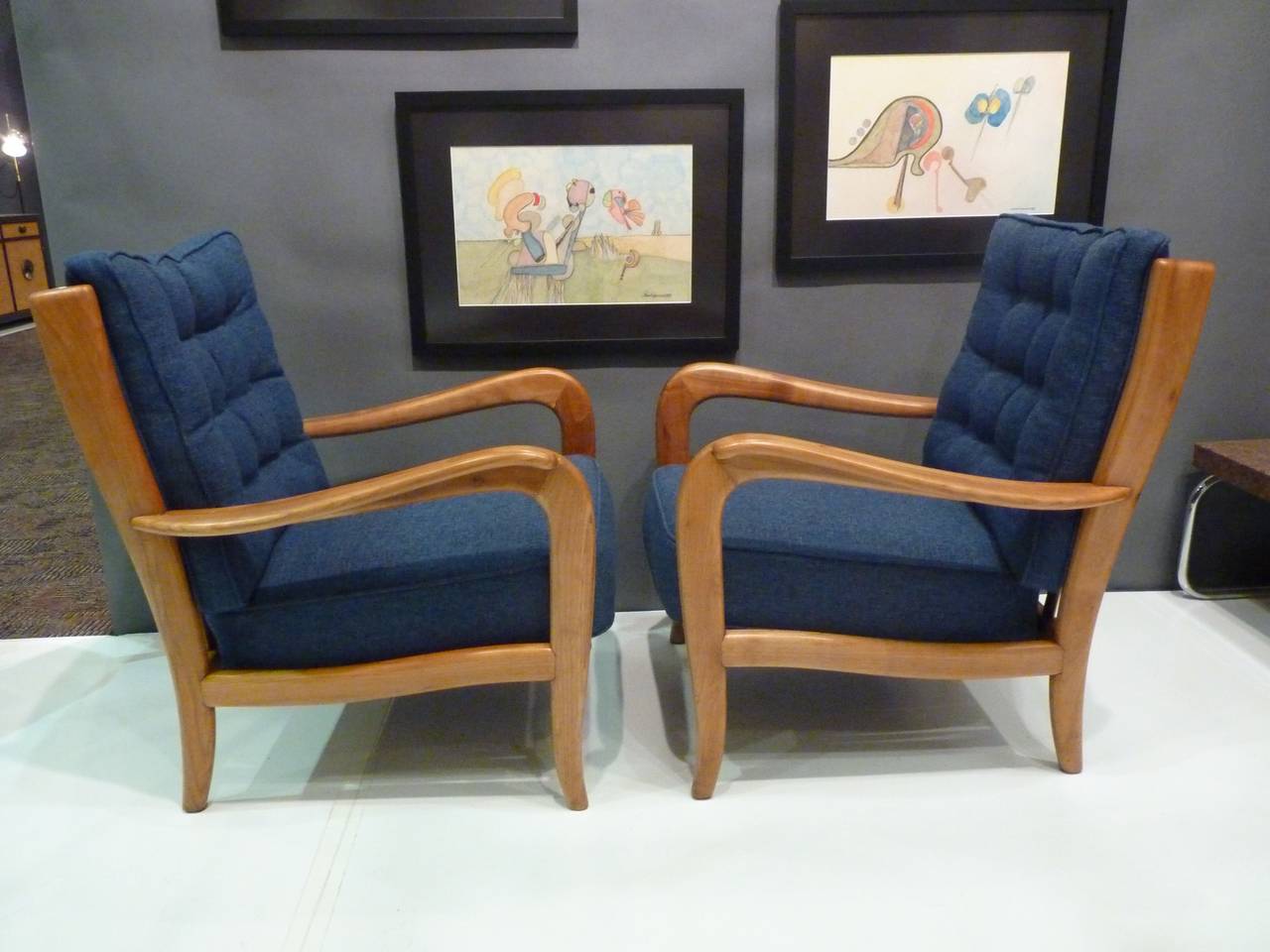 Italian Pair of Chairs Attributed to Paolo Buffa