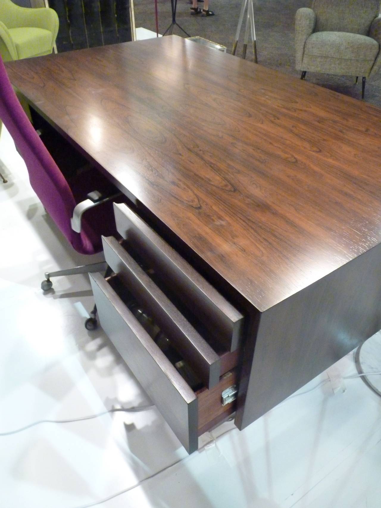 Late 20th Century Executive Desk by Milo Baughman in Rosewood
