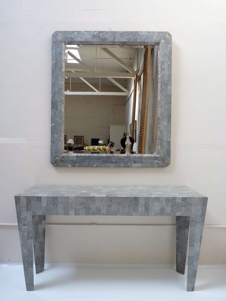 Maitland-Smith Coral Stone Console Table & Mirror