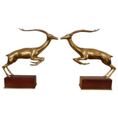 Pair Of Brass Gazelle Sculptures