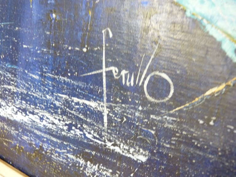 Framed Abstract Painting By Edith Ferullo In Excellent Condition In San Diego, CA