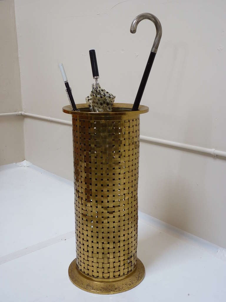 Woven Brass Umbrella Stand at 1stdibs