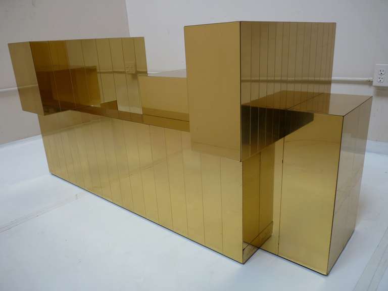 Brass Cityscape Dining Table by Paul Evans for Directional in very nice original condition with 3/4