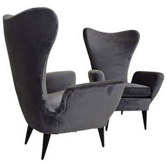 Stunning Pair of Italian Chairs after Gio Ponti, circa 1950s