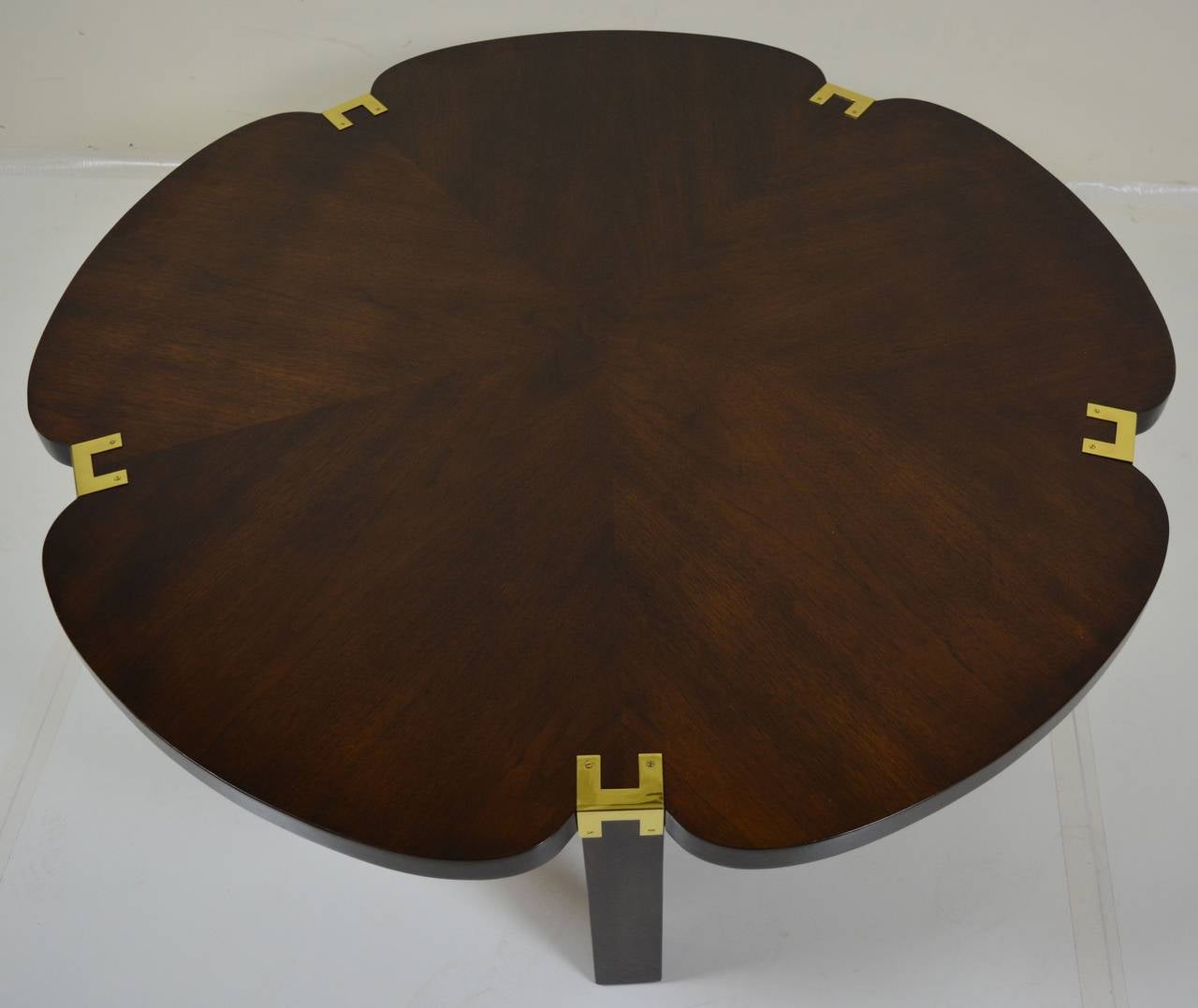 American Sophisticated Cocktail Table in Walnut and Brass, circa 1958