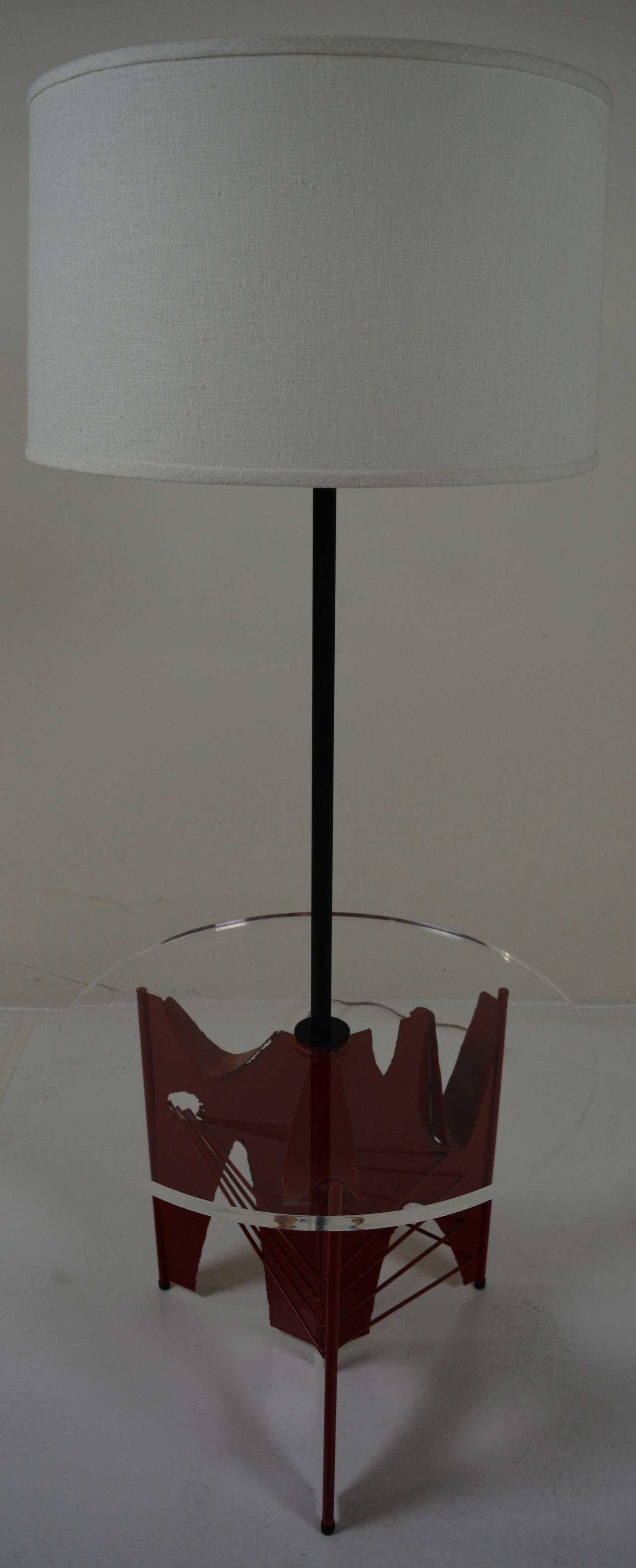 Brutalist Floor Lamp with Table by Harry Balmer for Laurel For Sale 1