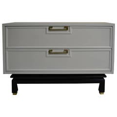 Decorative Lacquered Chest with Brass Accents