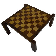 Vintage California Craft Cocktail Table and Chess, Checker Board