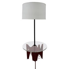 Brutalist Floor Lamp with Table by Harry Balmer for Laurel