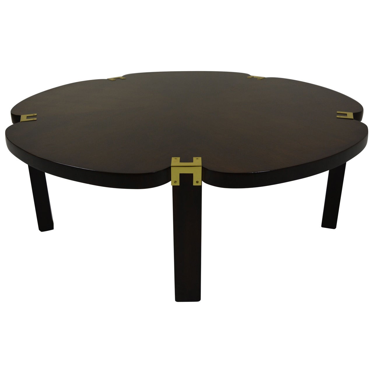 Sophisticated Cocktail Table in Walnut and Brass, circa 1958