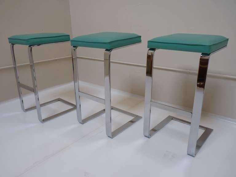 Set of 3 Milo Baughman Bar Stools