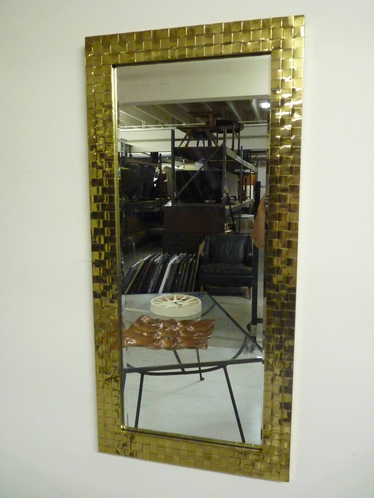 Woven Brass Mirror by Chapman, circa 1978 In Excellent Condition In San Diego, CA