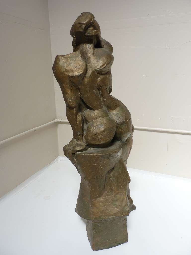 Mid-20th Century Cubist Nude Sculpture by Ernest Chandonet c.1950's 