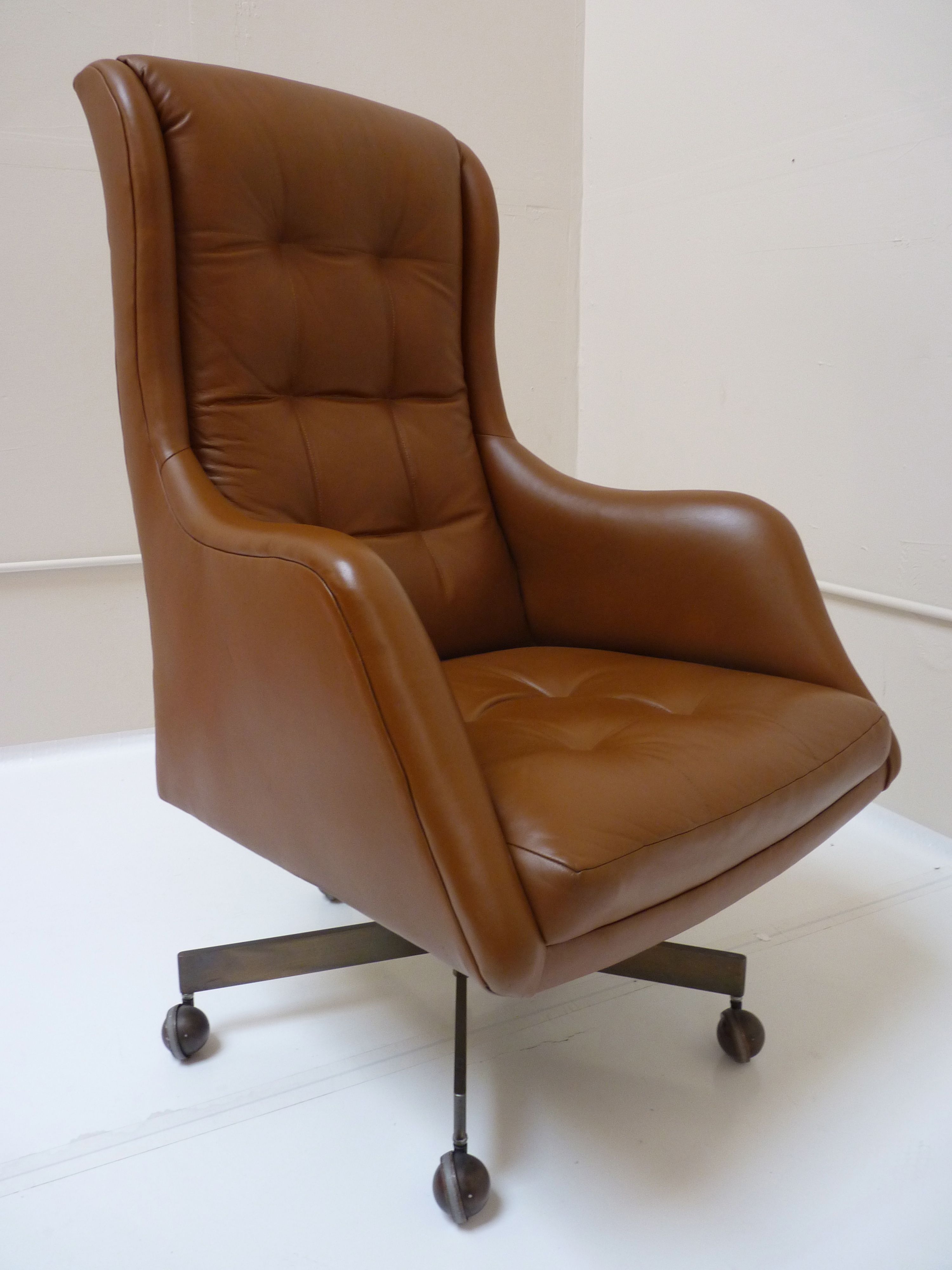 Executive Desk Chair in Leather by Vladimir Kagan