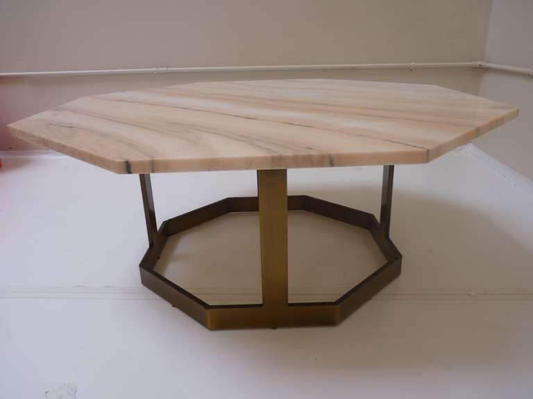 Octagonal Marble and Brass Cocktail Table by Milo Baughman for Thayer ...