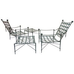 Pair of Iron Lounge Chairs and Ottomans by Papperzini for Salterini