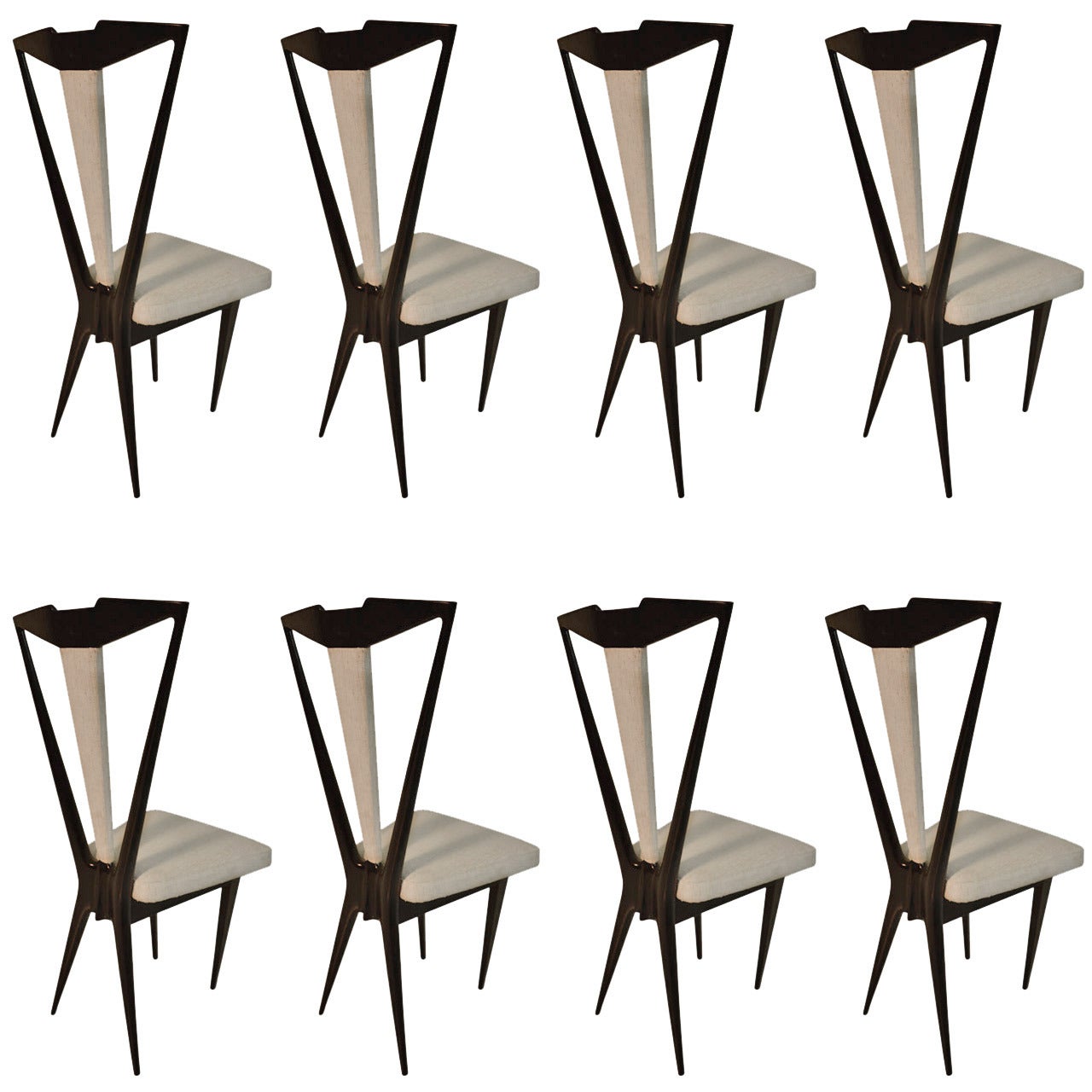 Outstanding Set of Eight Italian Dining Chairs For Sale