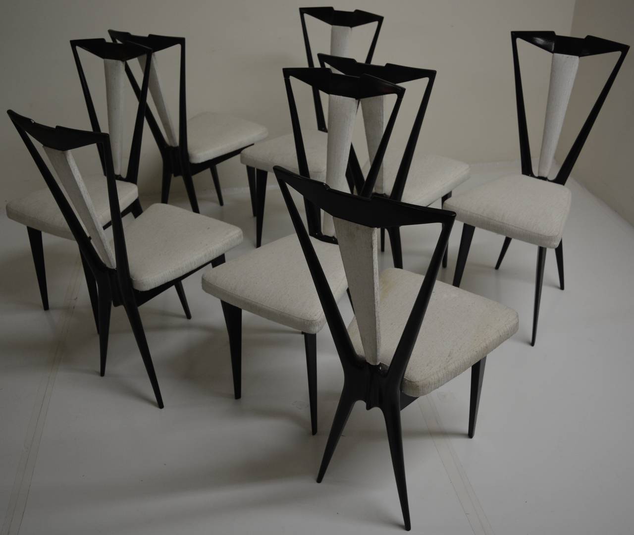Set of eight Italian dining chairs attributed to ico parisi.