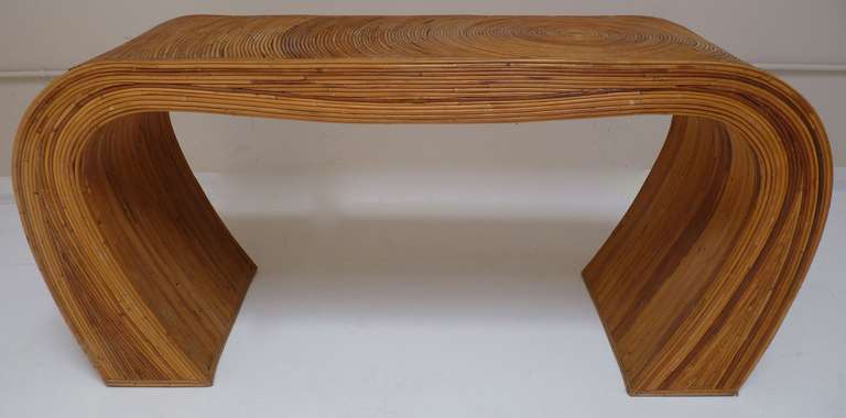 Italian Console Table made from bamboo in the style of Gabriella Crespi, c.1970's. Please see matching cocktail table in our 1stdibs inventory.