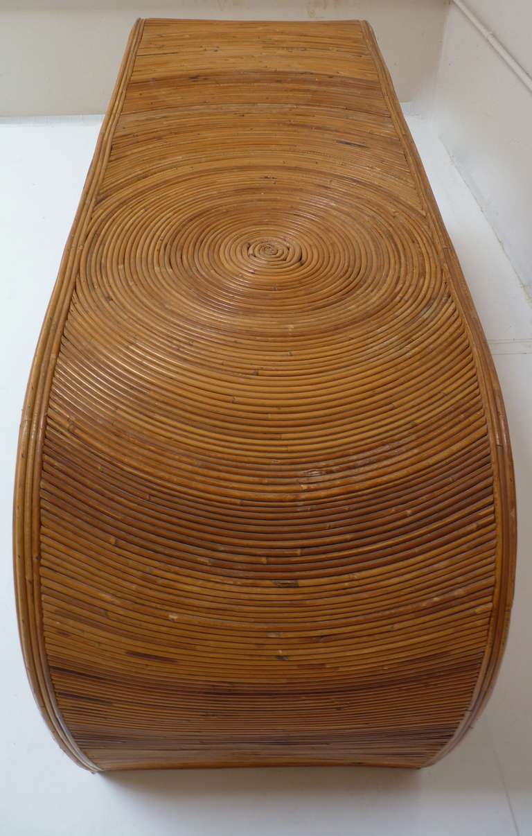 Bamboo Italian Rattan Console Table circa 1970s